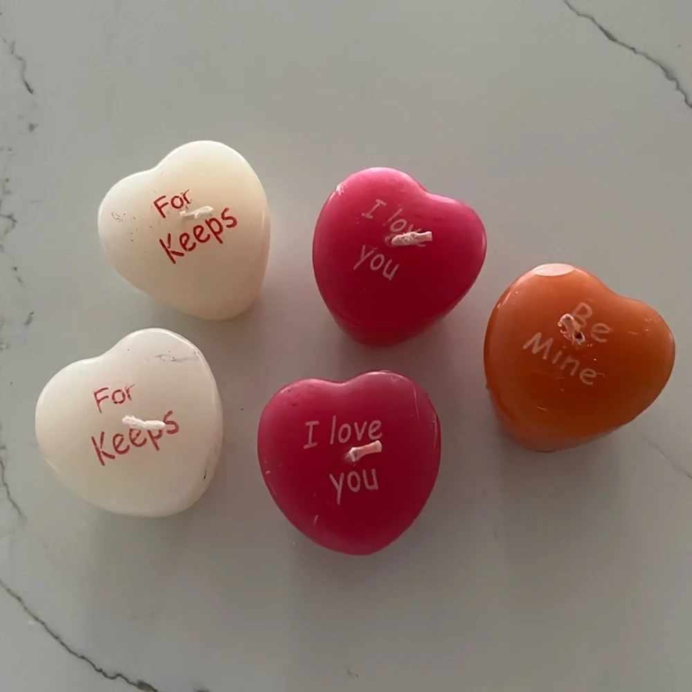 5 Heart shaped conversation candles